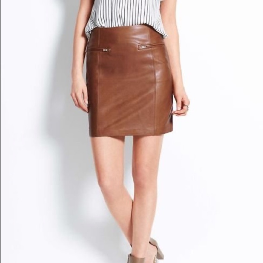 Ann Taylor Leather Mini Skirt With Pockets